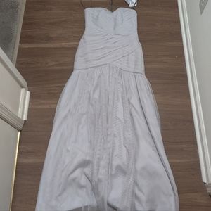 Vera Wang White Dress Bridesmaid 8 Sweetheart Sterling Bobbin Skort Silver NEW